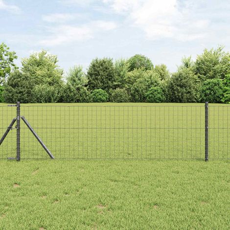 Zaunpfosten 2 pcs Grau 60 cm Pulverbeschichteter Stahl