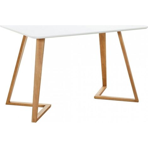 Dallas Single Dining Table, Solid Wood Legs and Plastic Top, White (1/2)