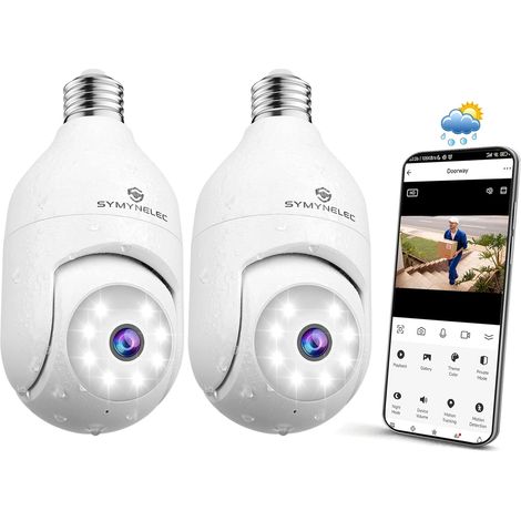 Caméra Surveillance Ampoule Extérieure Étanche 2 Pièces, Caméra WiFi 360 sans Fil, Camera Sécurité 2K 4MP avec Suivi Humain, Vision Nocturne Couleur, Audio Bidirectionnel, Alexa & Google (1/5)
