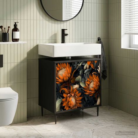 vidaXL Mueble de Cuarto de Baño LOCHEM Roble Negro 60 x 40 x 61 cm (1/5)