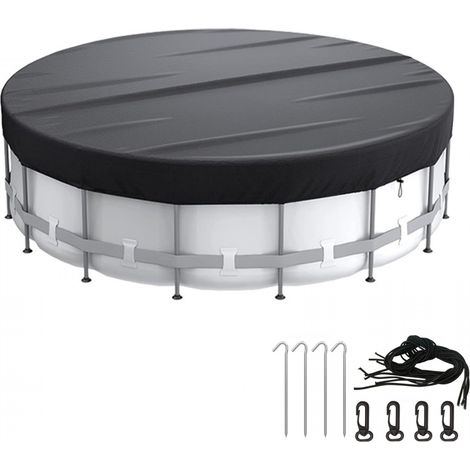 Cubierta redonda para piscina, impermeable y a prueba de polvo, con accesorios de fijación y cordón ajustable, 3 metros de diámetro (negra). (1/5)