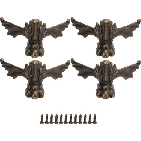 4 Pcs Wooden Box Feet Vintage Bat Shape Furniture Wooden Box Gift Box Jewelry Box Four Sides Fixed Feet (1/5)