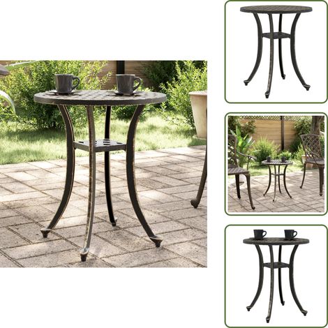 Gartentisch Bronzen Ø48x53 cm Aluminiumguss - Gartentisch - Balkontisch - Esszimmertisch - Aluminiumtisch - Bronzefarbene Möbel (1/5)