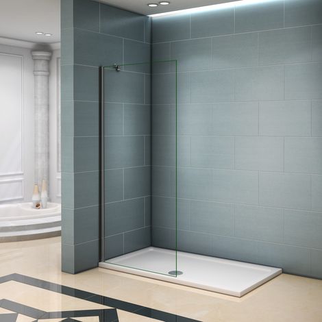 Aica Sanitaire – Paroi de douche 60x200cm – Verre trempé anticalcaire 8mm – Barre de fixation 45cm en aluminium – Douche à l'italienne (1/6)