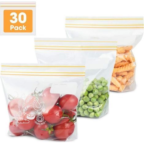 Lot de 30 sachets hermétiques pour conservation des aliments et congélation, Sacs à sandwich réutilisables (petite taille)-Fei Yu (1/5)