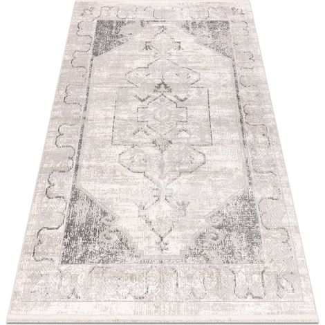 DISTIN 0107B grau / hellgrau / weiß moderner Teppich - Ornament, Rahmen, Vintage, Fransen grey 160x230 cm