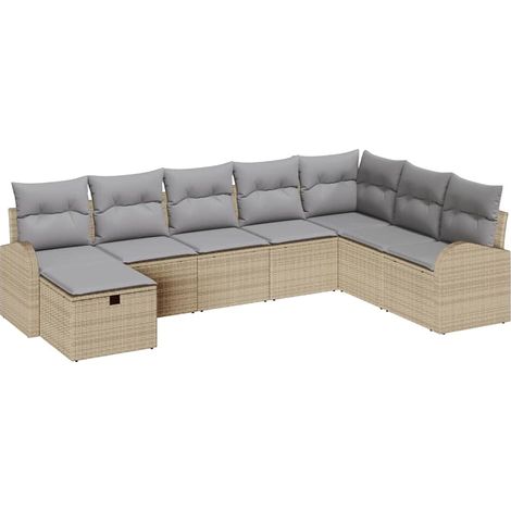 Maison Exclusive - Set di divani con cuscino beige e grigio chiaro polyrattan (1/5)