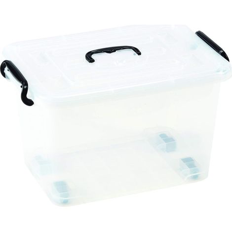 Contenitore In Plastica Trasparente Con Coperchio E Ruote 85l