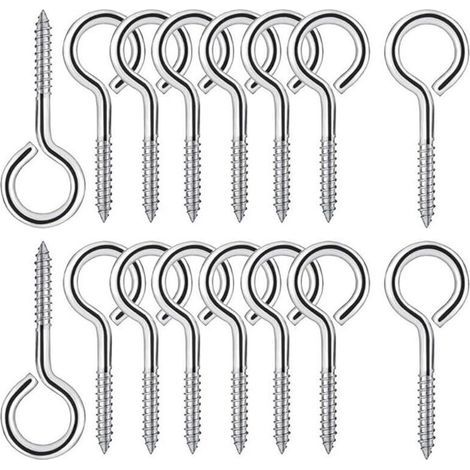 25 Pièces M4 Piton à Visser en Acier Inoxydable 304 Vis Mouton Oeil Rond Auto Taraudeuse Vis à Anneau Crochets à Oeil Boulon à œil Crochets Piton à Vis 50mm (1/4)