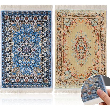 Tapis Miniature - Échelle 1:12 - Tissé En Soie Synthétique - Pour Maison De Poupée - 17 x 10 cm - 2 Pièces (1/5)