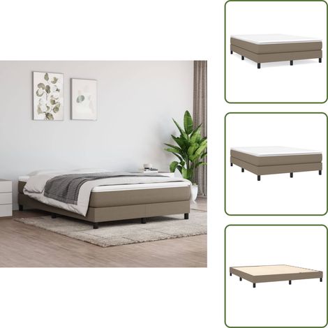 Sommier à lattes de lit avec matelas Taupe 160x200 cm Tissu - Lit Tapissier - Lit Double - Matelas Ressorts Ensachés - Literie - Chambre À Coucher (1/5)