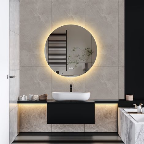 Specchi luminosi per bagno a LED - Specchio cosmetico da parete, controllo touch con funzione antiappannamento, specchio da bagno rotondo - 60x60 cm (1/5)