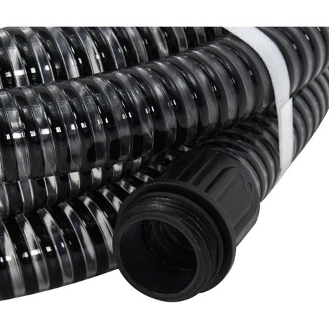 vidaXL Tubo di Aspirazione con Raccordi in Ottone Nero 1,1" 20 m