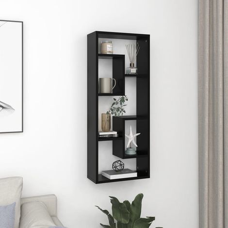 vidaXL Scaffale a Parete Nero 36x16x90 cm in Legno Multistrato