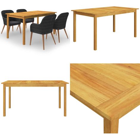 5-tlg. Garten-Essgruppe Schwarz - Akazienholz - Rattan (1/5)
