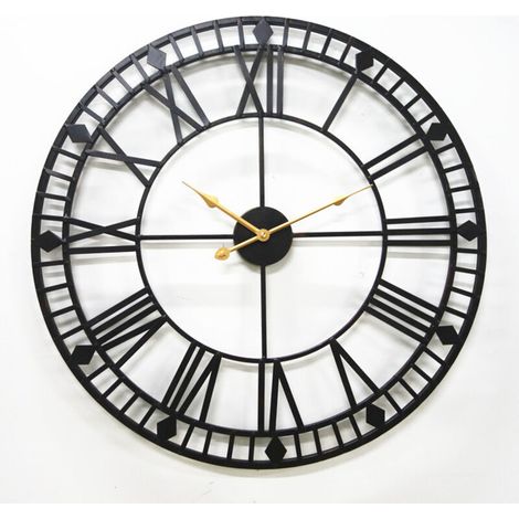 Horloge murale à quartz rétro rouillée, horloge décorative en fer, mouvement de balayage de seconde, 80 cm (1/5)