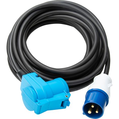 Prolongateur Schuko CEE P17 10m IP44 - noir et bleu - Protec