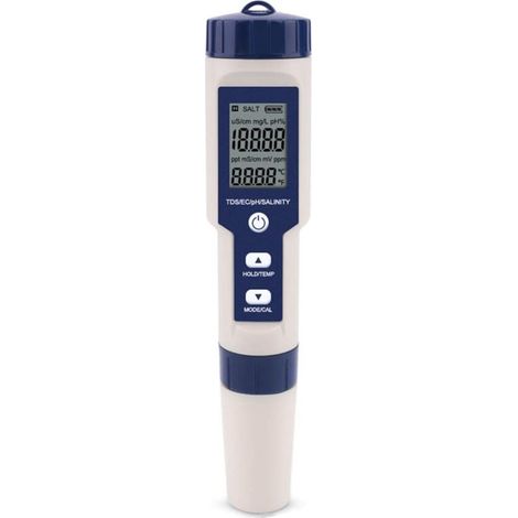 Testeur de sel pour piscine – Testeur numérique 5 en 1 pour eau de mer – Kit étanche