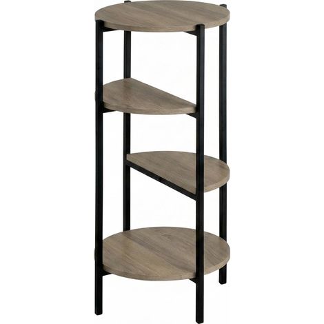 Scaffale Rotondo Design Industriale Metallo Legno Mobile Ripiani Urban 4 Ripiani (1/5)