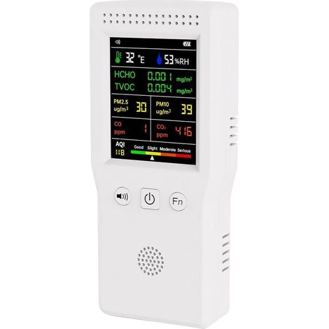 9-in-1-Luftqualitätsmonitor, Formaldehyddetektor, Temperatur- und Feuchtigkeitsmesser, Sensor, Tester Erkennt Feinstaub (PM2,5/HCHO/PM10/CO/CO₂) und testet auf flüchtige organische Verbindungen (VOC) 