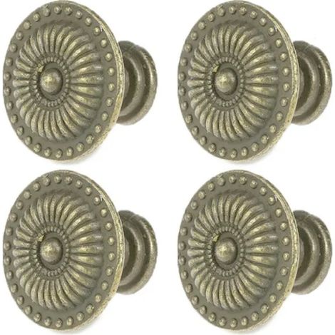 Poignées de meubles vintage – Boutons et poignées de tiroir ronds rétro, finition laiton antique/bronze, entraxe de 50 mm (2 pouces), pour la rénovation de cuisines, salles de bains et meubles. (1/5)