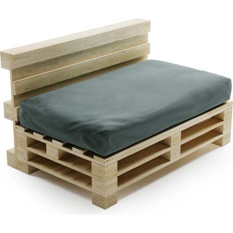 Coussin Palette Déhoussable Imperméable - Assise 120x80 cm Gris foncé Bananair Fabriqué en France