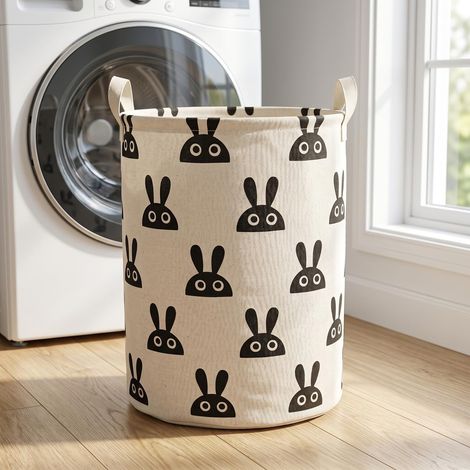 Grand panier à linge à motif de lapin – Panier de rangement pliable et imperméable pour jouets et linge sale (Dimensions : 40 x 50 cm) (1/5)