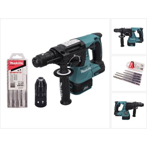 Martillo perforador a batería Makita DHR 243 Z 18 V 2.0 J SDS plus Brushless + juego de brocas de 5 piezas - sin batería, sin cargador