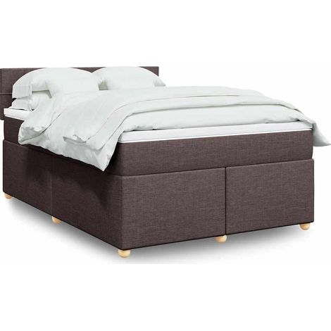 vidaXL Sommier à lattes de lit avec matelas Marron foncé 140x190 cm (1/5)