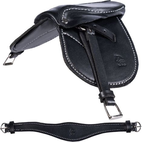 Taglia unica, nero: Sella giocattolo in similpelle nera per cavallini in peluches linea cuddle pony (1/5)