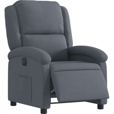 vidaXL Poltrona Elettrica Reclinabile Grigio Scuro in Vera Pelle (1/5)