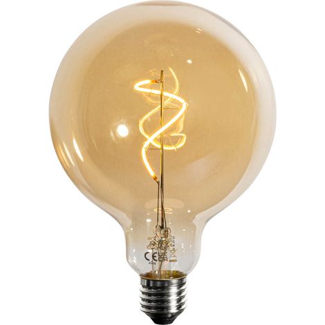 LUEDD Lampadina LED a spirale dimmerabile E27, filamento dorato G125 4W 270lm 2200K