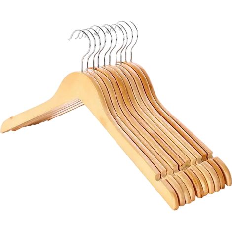 Cintre en bois massif antidérapant, cintre d'hôtel en bois sans couture, pince à pantalon, support à vêtements, cintre rétro pour vêtements d'enfants (1/5)