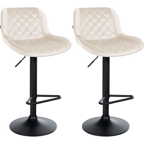 Lot de 2 tabourets de bar Kasson Crème Velours (1/5)