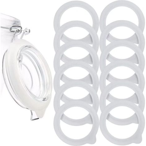 12 Pcs Joints De Bocaux En Silicone De Remplacement Joints En Silicone Étanches À L'air Anneaux D'étanchéité Pour Couvercles De Bocaux Mason Bocaux À Bouche Large Régulière - (1/5)