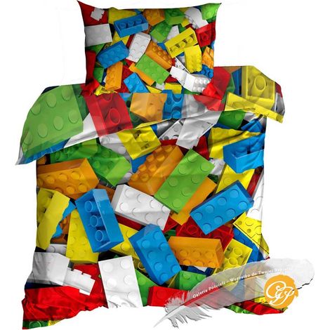Ropa de cama de satén de algodón 3D 140x200cm LEGO BLOCKS (1/2)