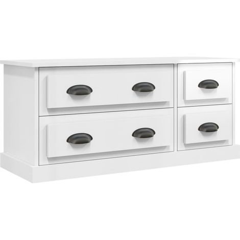 Mobile TV multimediale scaffale per televisione televisore buffet sala da pranzo soggiorno camera da letto lucido 100 x 35,5 x 45 cm derivati del legno bianco 020026985