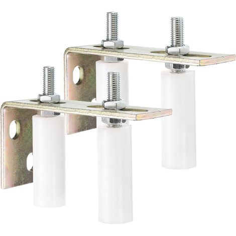 Galet Guide pour Portail Coulissant 30x80mm M12 Roulette Nylon avec Équerre Guide au Sol pour Porte Grange Coulissante Roue Guidage Support de Plancher Mur Blanc (1/5)