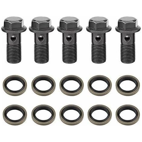 5 pcs Raccord de Frein, Banjo Vis Boulon de Frein de Moto M10X1mm en Acier Inoxydable Kit de Joint d'Etanchéité pour Maître Etrier de Frein (1/5)