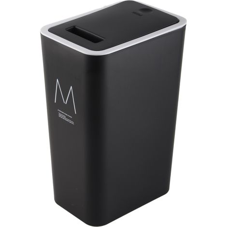 Poubelle domestique étanche grande capacité, sans odeur, avec couvercle à pression, en plastique noir, idéale pour la cuisine, le salon et la salle de bain. (1/5)
