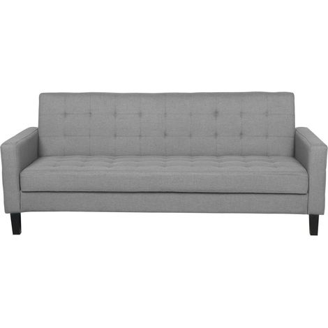 Sofá cama tapizado gris claro 3 plazas acolchado click clack Vehkoo