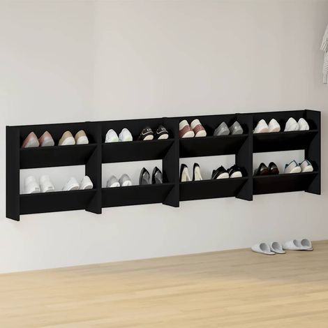 Wand-Schuhschränke 4 Stk. Schwarz 60x18x60 cm Holzwerkstoff