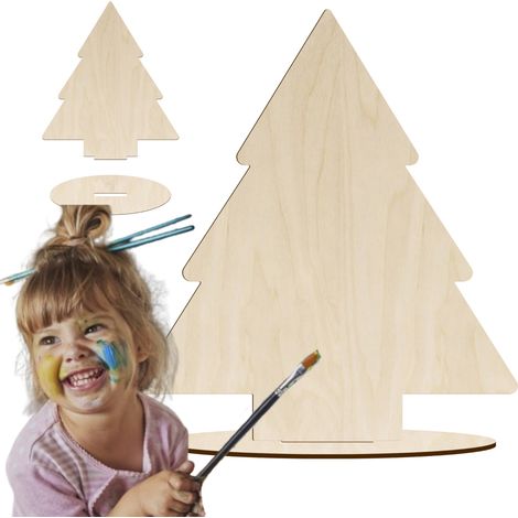 Statuetta di albero di Natale su piedistallo, decorazione natalizia fai da te (1/5)