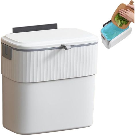 Poubelle,Corbeille À Ordures Suspendue Avec Couvercle Composteur de Cuisine pour Plan de Travail,pour Bureau Salle de Bain Chambre Armoire Voiture Camping-Car (1/5)