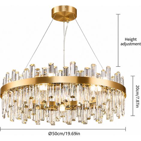 Moderne Kristall Deckenleuchte Gold Ø50cm LED Haengelampe rund Kristalllampe fuer Wohnzimmer Schlafzimmer (1/5)