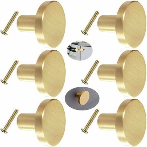Boutons de tiroir en laiton doré – Lot de 6 – Design rond 20/25 mm – Finition résistante pour meubles modernes (1/5)