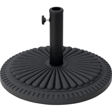 Pied de parasol rond en PEHD 14 kg pour mâts de Ф35-38-48 mm, Ø49 x 32 cm (H), noir, idéal pour stabiliser votre parasol de jardin ou de balcon, adapté à une utilisation extérieure résistante aux i...