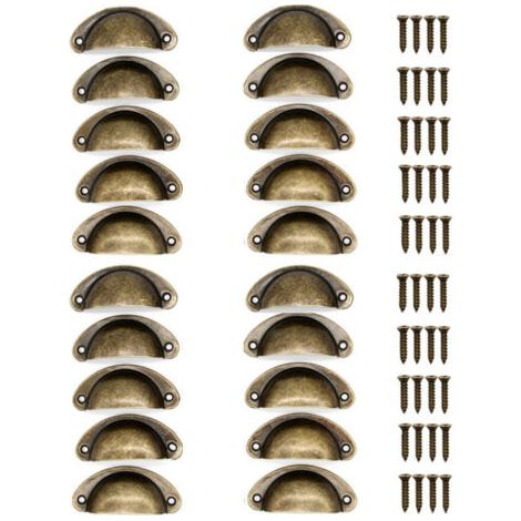 Lot de 20 Poignées de Tiroir Rétro en Métal Pour Meubles de Cuisine Porte d'armoire Placards avec Boutons Meubles en Laiton Antique 81×35mm Bronze