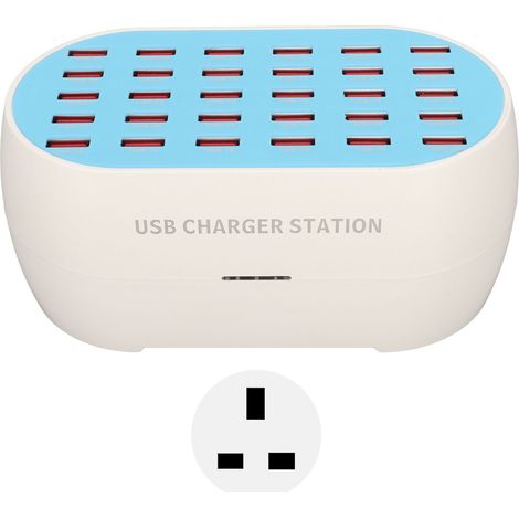 Station de charge USB 30 ports 160W pour smartphones, tablettes et appareils numériques, chargeur de bureau multiple, prise UK 100-240V (1/5)