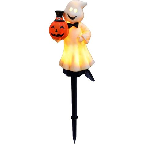 Lumière Fantôme Sur Piquet - Résine 3D - Extérieur Jardin Halloween - Solaires Étanches - 1 Pièce (1/5)